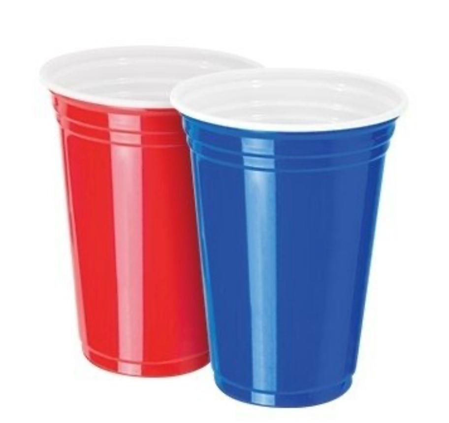 VASO COPO AMERICANO AZUL/ROJO 300ML.X25 UN.(20X25)