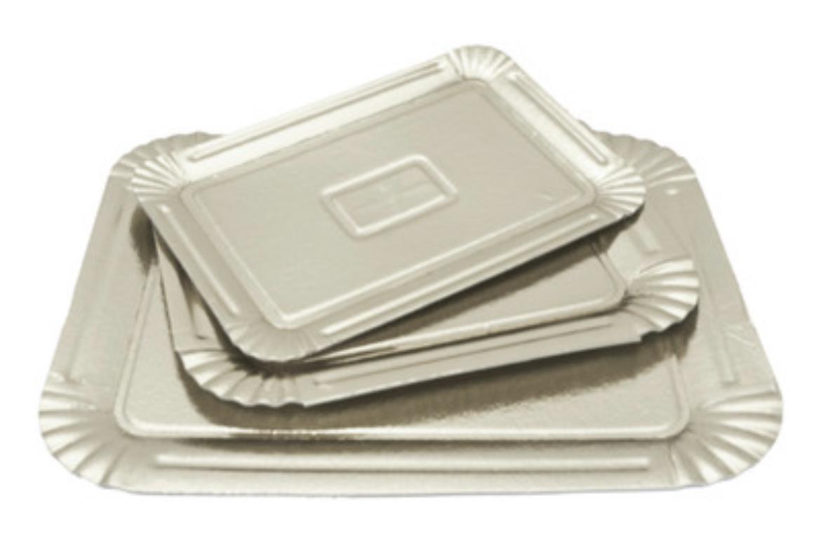 RAF BANDEJA C/ BORDE RECT. DORADA O PLATA 28X30