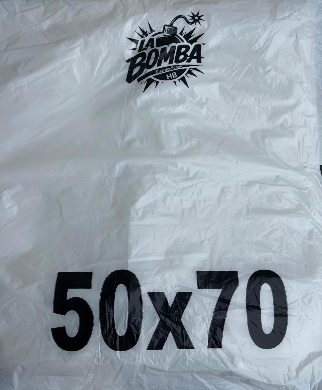 CAMISETA 50X70 LA BOMBA (BLANCA X 60U)(10)
