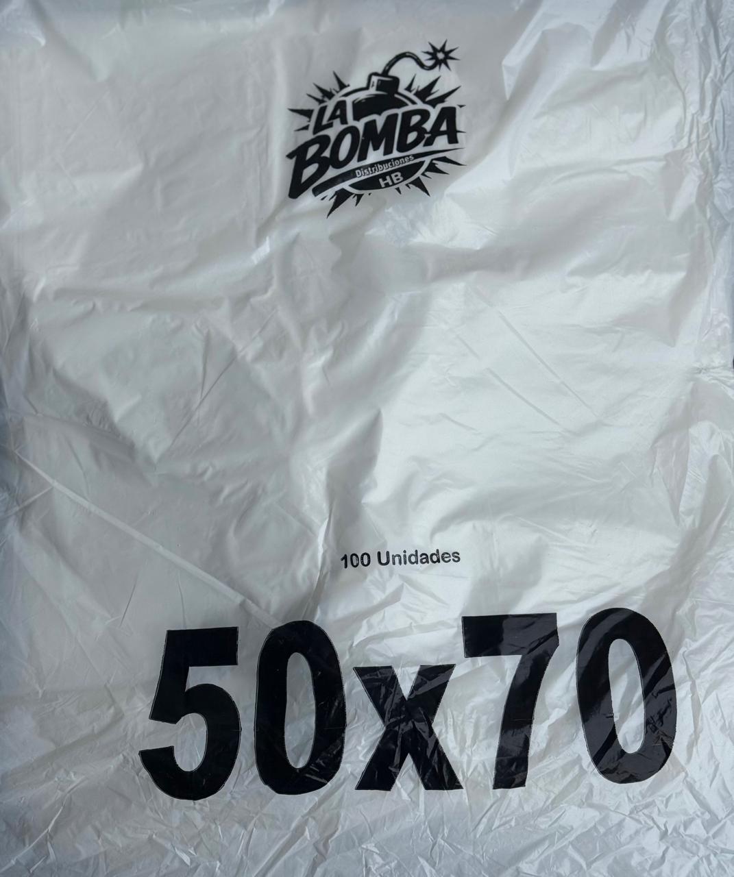 CAMISETA 50X70 LA BOMBA (BLANCA X 100U)(10)